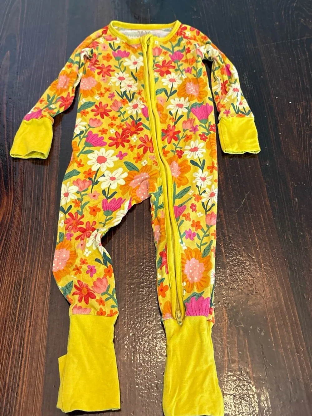 Little Sleepies Yellow Floral 6/12 Footie Pajamas